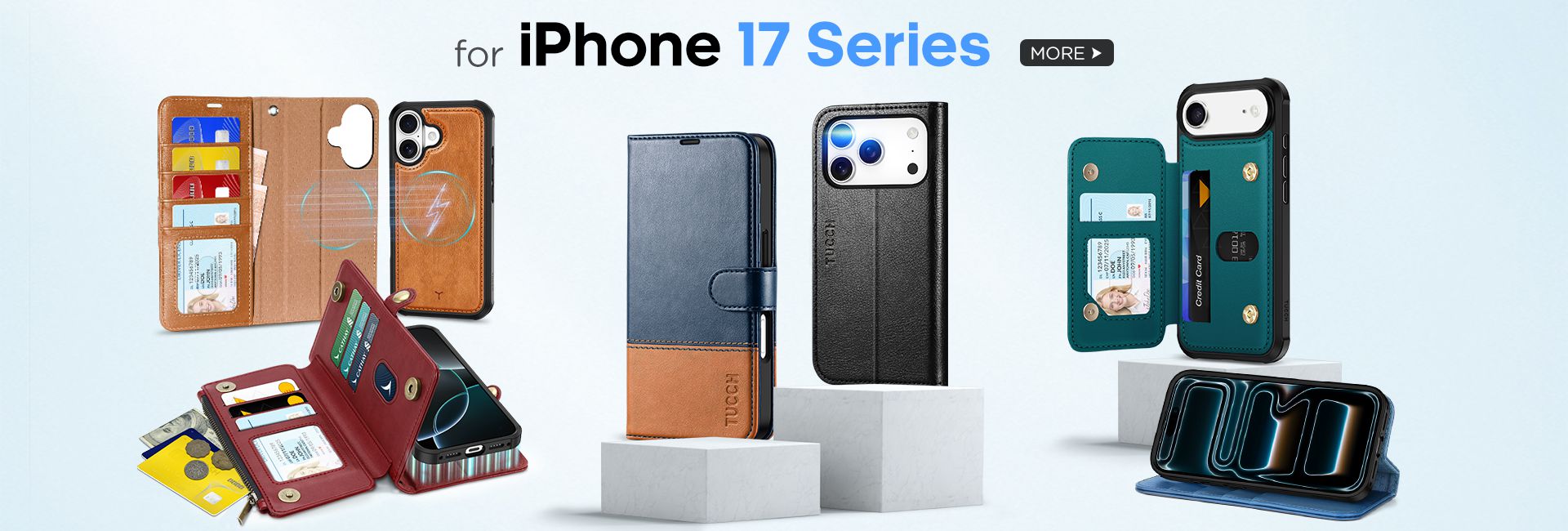 TUCCH iPhone 17 Series Leather Wallet Case