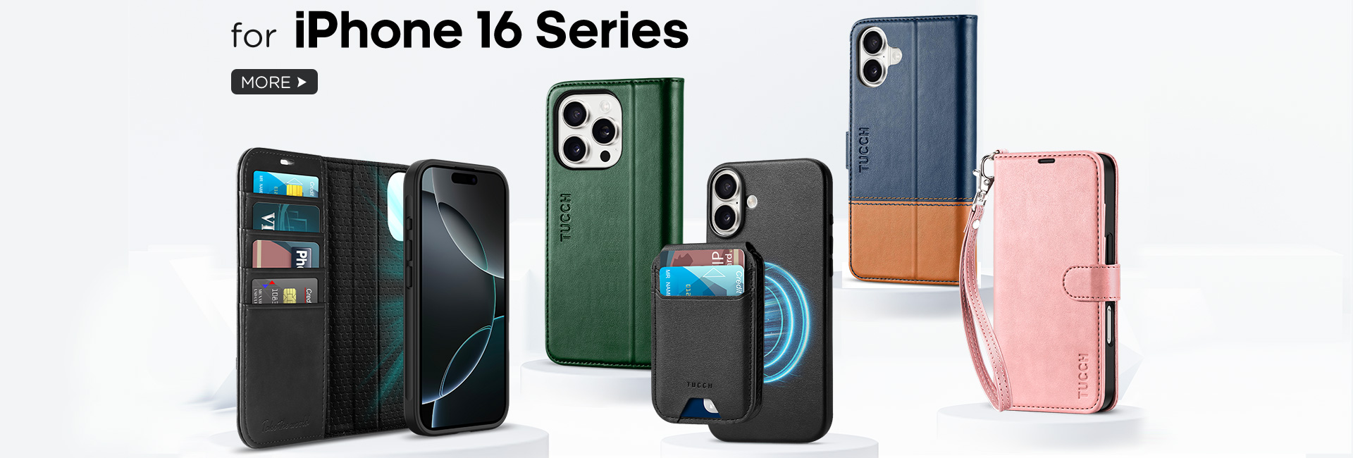 TUCCH iPhone 16 Series Leather Wallet Case