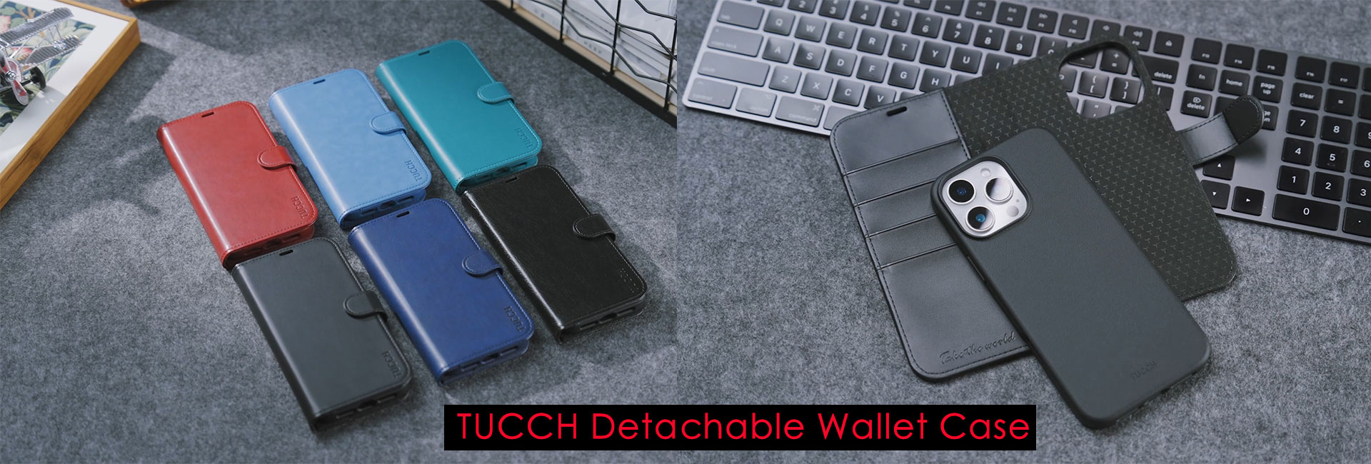 TUCCH Magnetic Detachable Wallet Case for iPhone 16 Pro Max