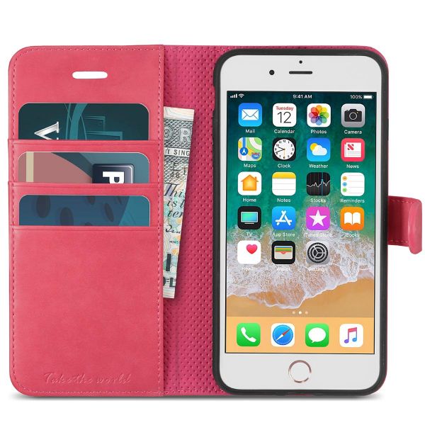TUCCH iPhone 8 Plus Wallet Case, iPhone 7 Plus Case, Premium PU Leather  Flip Folio Case - Rose Gold