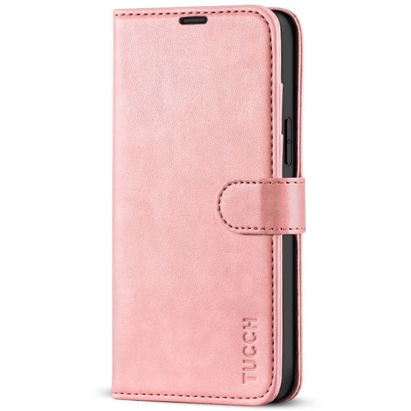 TUCCH iPhone 13 Pro Max Wallet Case, iPhone 13 Max Pro Book Folio Flip  Kickstand With Magnetic Clasp-Rose Gold