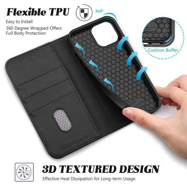 TUCCH Wallet Case for iPhone 13 Pro Max Compatible with iPhone 13 Pro Max Card Holders 2021 5G 6.7 Magnetic Protective PU Leather Stand Book Flip Case with Black RFID Blocking Shockproof TPU
