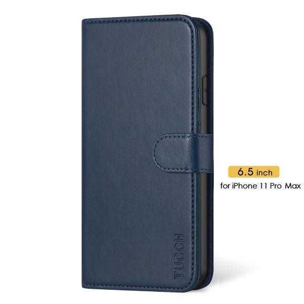 Blue Wallet Case for iPhone 11 Pro Max PU Leather Flip Cover Compatible with iPhone 11 Pro Max 