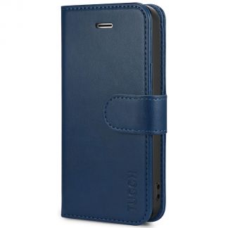 TUCCH iPhone SE/5S/5 Wallet Case with TPU Case, Retro Leather Wallet Case, Flip Book Case for iPhone 5 5S SE(2016 Edition) - Blue