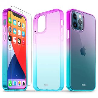 TUCCH iPhone 12 iPhone 12 Pro Clear Case, IML New Craft Scratchproof Shockproof Slim Case - Violet Blue