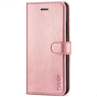 TUCCH iPhone 11 Leather Wallet Case Folio Flip Kickstand With Magnetic Clasp-Rose Gold