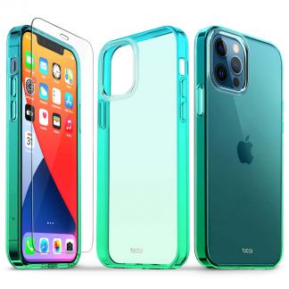 TUCCH iPhone 12 iPhone 12 Pro Clear Case, IML New Craft Scratchproof Shockproof Slim Case - Blue & Green