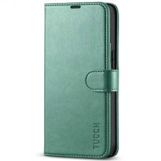 TUCCH iPhone 13 Wallet Case, iPhone 13 Book Folio Flip Kickstand With Magnetic Clasp-Myrtle Green