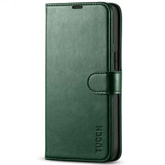 TUCCH iPhone 13 Wallet Case, iPhone 13 Book Folio Flip Kickstand With Magnetic Clasp-Midnight Green