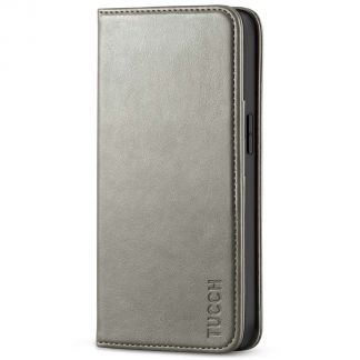 TUCCH iPhone 13 Wallet Case, iPhone 13 Flip Cover With Kickstand, Card Slots, Magnetic Closure-Gray