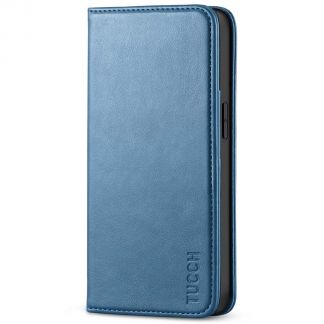 TUCCH iPhone 13 Wallet Case, iPhone 13 Flip Cover With Kickstand, Card Slots, Magnetic Closure-Light Blue