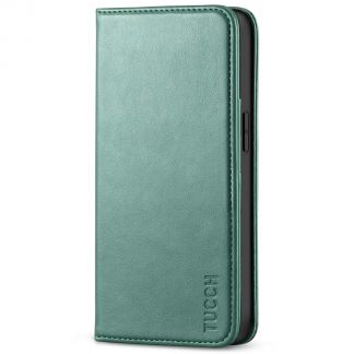 TUCCH iPhone 13 Wallet Case, iPhone 13 Flip Cover With Kickstand, Card Slots, Magnetic Closure-Myrtle Green
