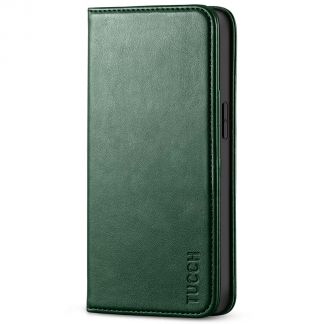 TUCCH iPhone 13 Wallet Case, iPhone 13 Flip Cover With Kickstand, Card Slots, Magnetic Closure-Midnight Green