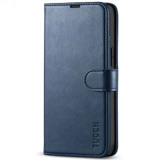 TUCCH iPhone 13 Mini Leather Wallet Case Folio Flip Book Full Protection Cover With Kickstand, Card Slots and Magnetic Clasp-Dark Blue