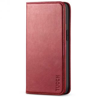TUCCH iPhone 13 Mini Wallet Case - Mini iPhone 13 5.4-inch PU Leather Cover with Kickstand Folio Flip Book Style, Magnetic Closure-Dark Red