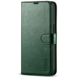 TUCCH iPhone 13 Pro Wallet Case, iPhone 13 Pro Book Folio Flip Kickstand With Magnetic Clasp-Midnight Green