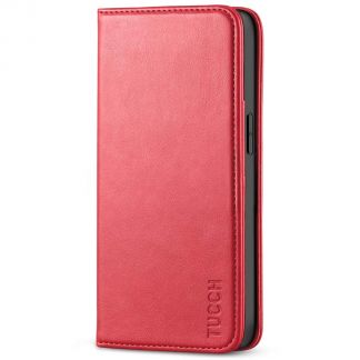 TUCCH iPhone 13 Pro Max Wallet Case - iPhone 13 Pro Max Flip Cover With Magnetic Closure-Red