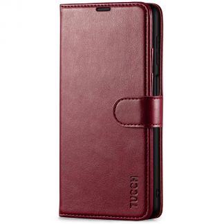 TUCCH Samsung A12/M12 Wallet Case, Samsung Galaxy A12/M12 5G PU Leather Case Flip Cover, Stand With RFID Blocking And Magnetic Closure - Wine Red