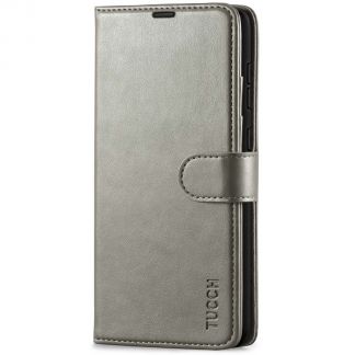 TUCCH Samsung Galaxy A72 Wallet Case Folio Style Kickstand With Magnetic Strap - Gray