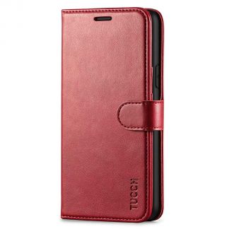 TUCCH iPhone 11 Leather Wallet Case Folio Flip Kickstand With Magnetic Clasp - DarK Red