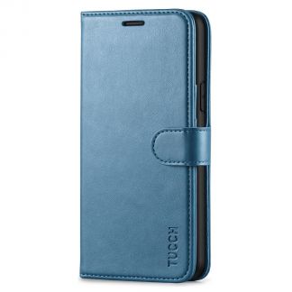 TUCCH iPhone 11 Leather Wallet Case Folio Flip Kickstand With Magnetic Clasp-Lake Blue