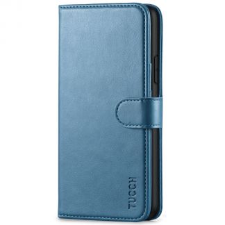 TUCCH IPhone 11 Pro Max Leather Wallet Case Folio Flip Kickstand With Magnetic Clasp-Lake Blue