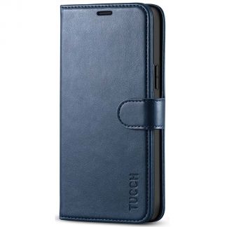 TUCCH iPhone 12 6.1-inch Wallet Case, iPhone 12 Pro 6.1-Inch Folio Flip Kickstand With Magnetic Clasp-Dark Blue