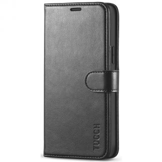 TUCCH iPhone 12 Wallet Case, iPhone 12 Pro 6.1-Inch Folio Flip Kickstand With Magnetic Clasp-Black