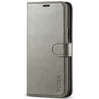 TUCCH iPhone 12 6.1-inch Wallet Case, iPhone 12 Pro Folio Flip Kickstand With Magnetic Clasp-Gray