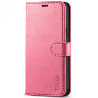 TUCCH iPhone 12 /5G 6.1-Inch Wallet Case, iPhone 12 Pro /5G Folio Flip Kickstand With Magnetic Clasp-Hot Pink