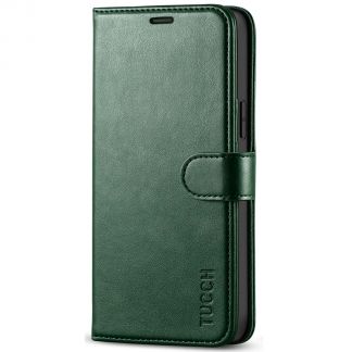 TUCCH iPhone 12 6.1-Inch Wallet Case, iPhone 12 Pro Folio Flip Kickstand With Magnetic Clasp-Midnight Green