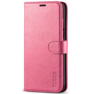 TUCCH iPhone 12 Pro Max 6.7-Inch Wallet Case Folio Flip Kickstand With Magnetic Clasp-Hot Pink