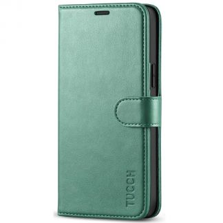 TUCCH iPhone 12 6.1-Inch Wallet Case, iPhone 12 Pro Folio Flip Kickstand With Magnetic Clasp-Myrtle Green