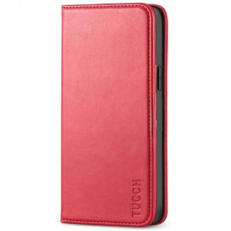 TUCCH iPhone 12 6.1-Inch Wallet Case - iPhone 12 Pro Flip Cover With Magnetic Closure-Red
