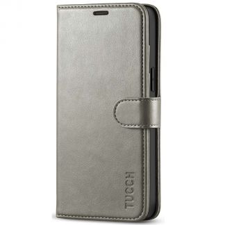 TUCCH iPhone 12 Pro Max 6.7-Inch Wallet Case Folio Flip Kickstand With Magnetic Clasp-Gray