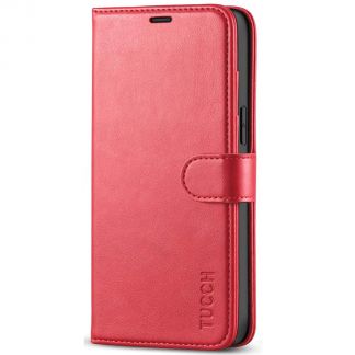TUCCH iPhone 12 Pro Max 6.7-Inch Wallet Case Folio Flip Kickstand With Magnetic Clasp-Red