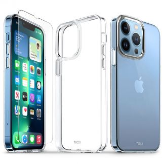 TUCCH iPhone 13 Pro Clear Case, iPhone 13 Pro 5G TPU Case with Glass Screen Protector Crystal Clear Case - Clear