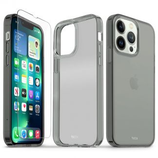 TUCCH iPhone 13 Pro Clear Case, iPhone 13 Pro 5G TPU Case with Glass Screen Protector Crystal Clear Case - Grey