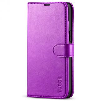 TUCCH iPhone 14 Pro Max Wallet Case, iPhone 14 Max Pro Book Folio Flip Kickstand Cover With Magnetic Clasp - Purple