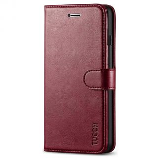 TUCCH iPhone 7/8 Plus Wallet Case Folio Style Kickstand With Magnetic Strap-Wine Red