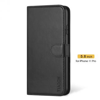 TUCCH iPhone 11 Pro Wallet Case Folio Flip Kickstand With Magnetic Clasp-Black