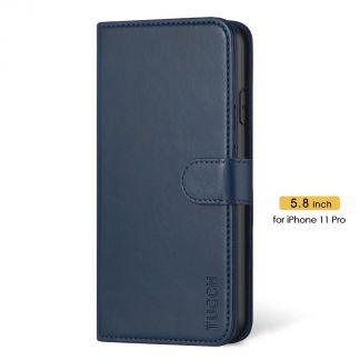 TUCCH iPhone 11 Pro Wallet Case Folio Flip Kickstand With Magnetic Clasp-Blue
