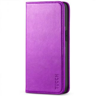 TUCCH iPhone 14 Pro Wallet Case - iPhone 14 Pro Flip Cover With Magnetic Closure-Purple