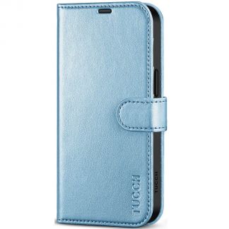 TUCCH iPhone 15 Leather Wallet Case, iPhone 15 Flip Case with Magnetic Clasp - Shiny Blue