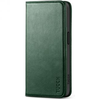 TUCCH iPhone 15 Plus Wallet Case - iPhone 15 Plus Leather Flip Case with Magnetic Closure and Stand - Midnight Green