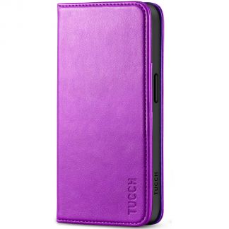 TUCCH iPhone 15 Plus Wallet Case - iPhone 15 Plus Leather Flip Case with Magnetic Closure and Stand - Purple