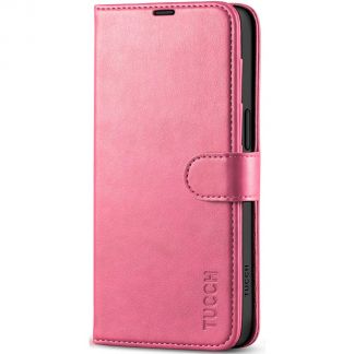 TUCCH iPhone 15 Pro Max Wallet Case, iPhone 15 Pro Max Leather Case Magnetic Closure with Card Slots - Hot Pink