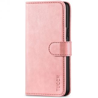 TUCCH iPhone XS Wallet Case Folio Style Kickstand With Magnetic Strap-Rose Gold