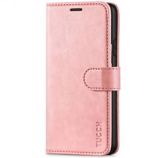TUCCH iPhone XR Wallet Case Folio Style Kickstand With Magnetic Strap-Rose Gold