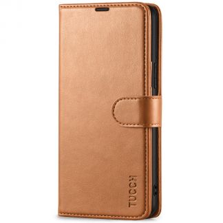 TUCCH Samsung S22 Wallet Case, Samsung Galaxy S22 5G Flip PU Leather Cover, Stand with RFID Blocking and Magnetic Closure-Light Brown